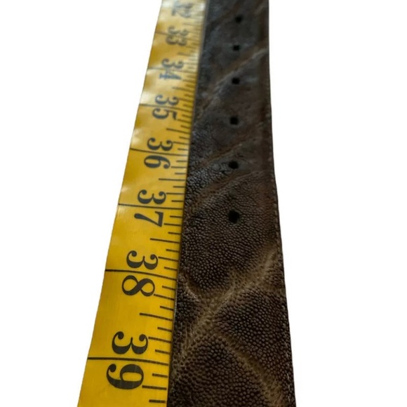 Vtg 60s Paris Genuine Elephant Leather Belt M/L 32”-37” Rustic Natural Gray - Picture 4 of 6